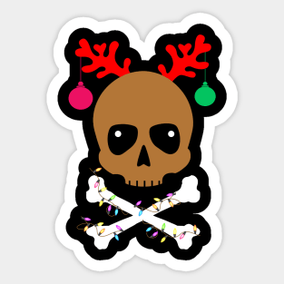 Cute Reindeer Skull Christmas Ornament Gift Sticker